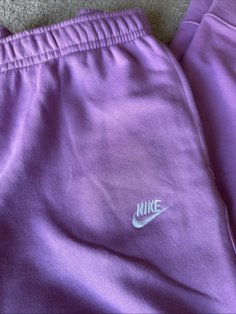 Women’s Nike Purple Fleece Joggers with White Swoosh - Picture 2 of 5